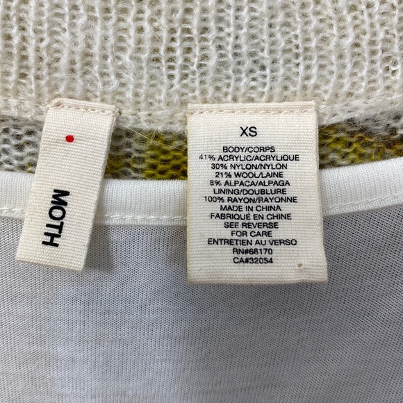 Moth Short Sleeve Scoop Neck Sweater Dress Lined Tank Dress Yellow Size: XS - Picture 3 of 4